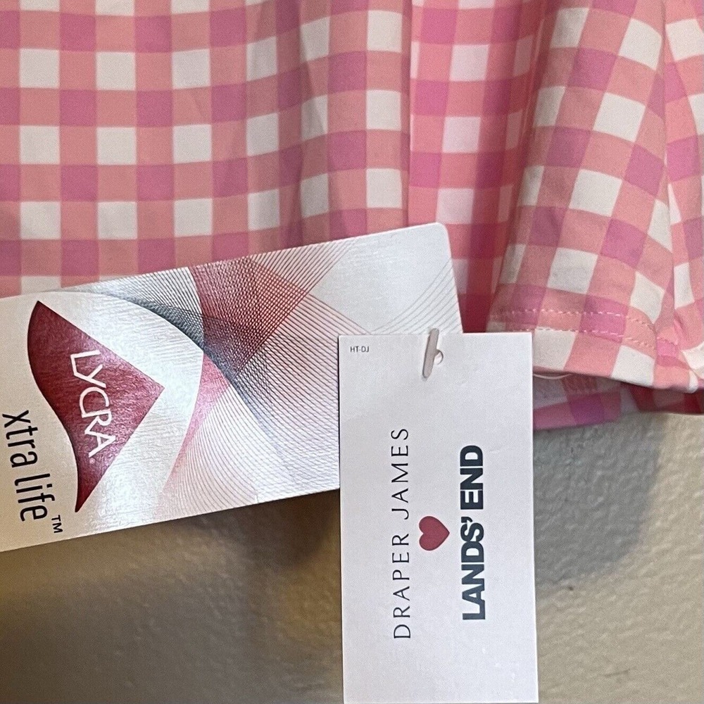 Draper James x Lands End Swim Skirt Size 2 Pink White Check Built In Briefs NEW - Picture 5 of 6
